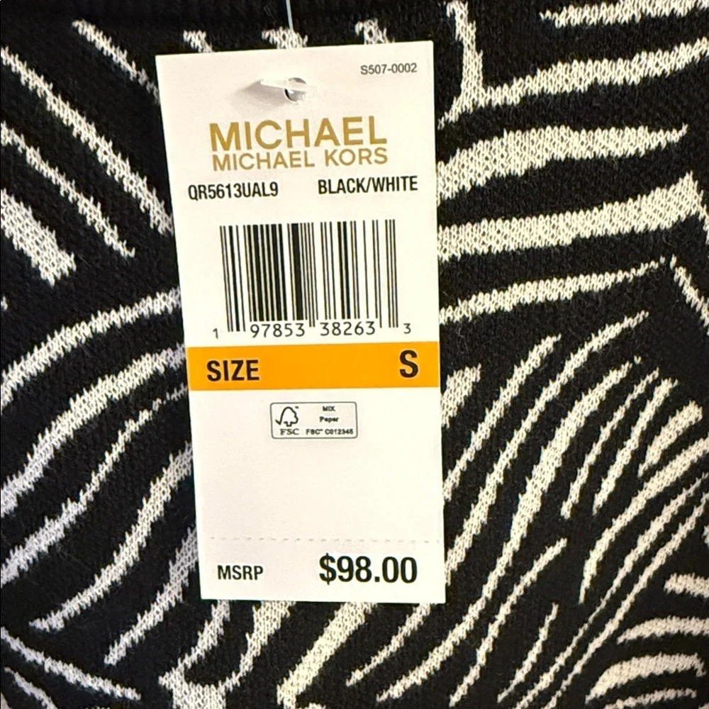 Michael Kors Zebra Pattern Black and White Sweater SP NWT - Picture 3 of 5